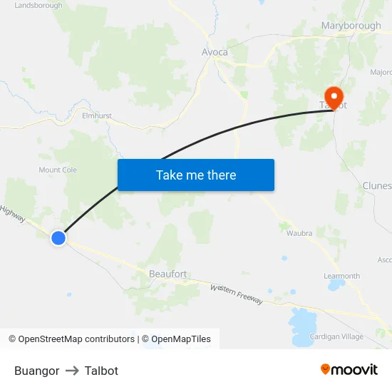 Buangor to Talbot map