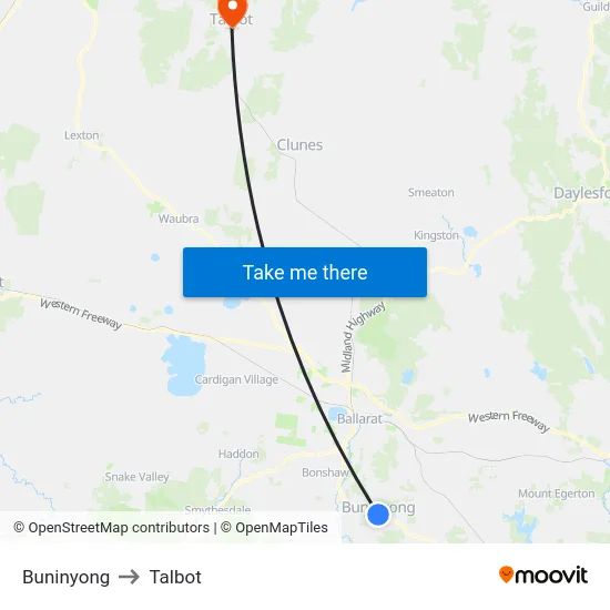 Buninyong to Talbot map