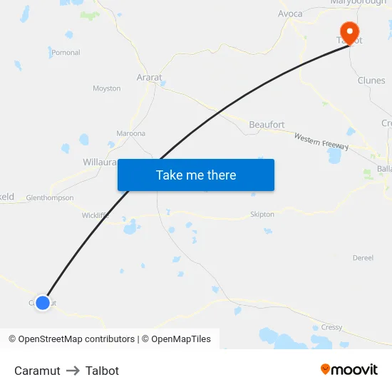 Caramut to Talbot map