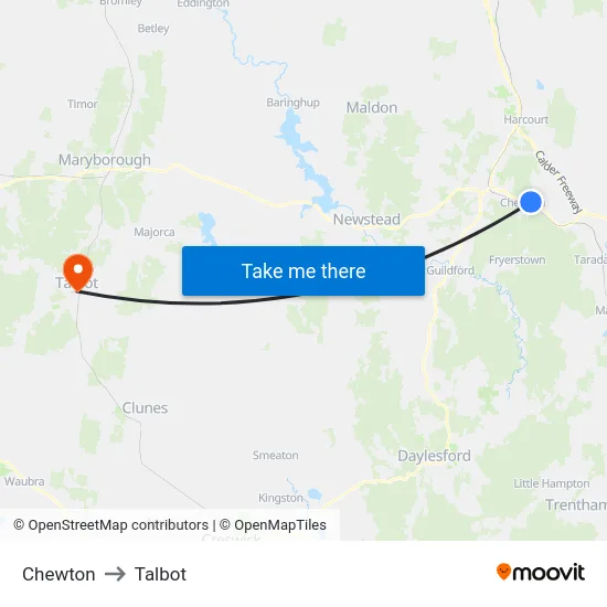 Chewton to Talbot map
