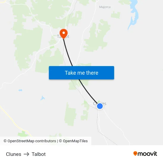 Clunes to Talbot map
