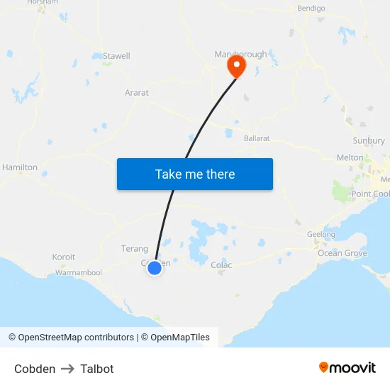 Cobden to Talbot map
