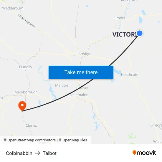 Colbinabbin to Talbot map