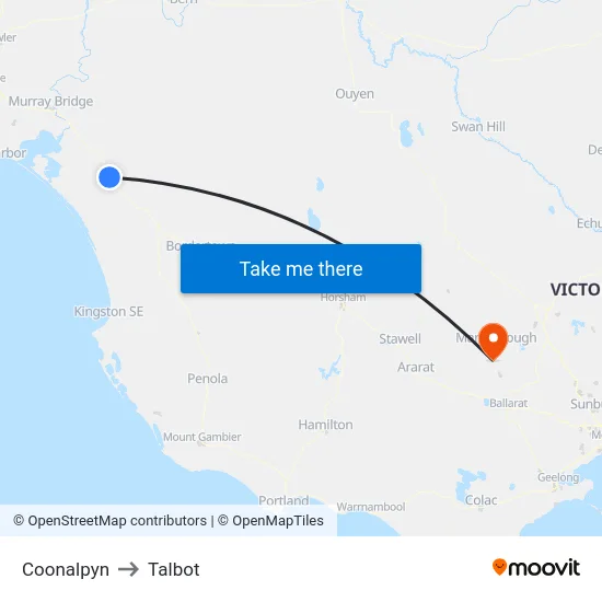 Coonalpyn to Talbot map