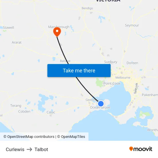 Curlewis to Talbot map