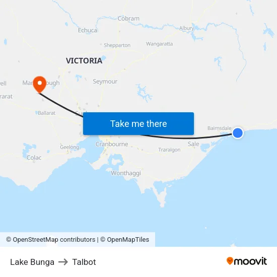 Lake Bunga to Talbot map