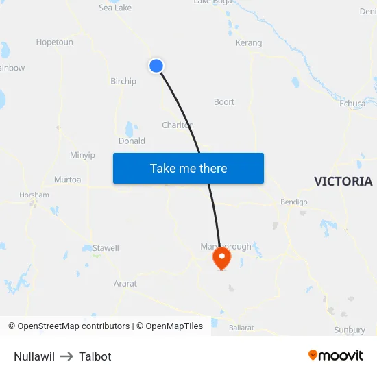 Nullawil to Talbot map