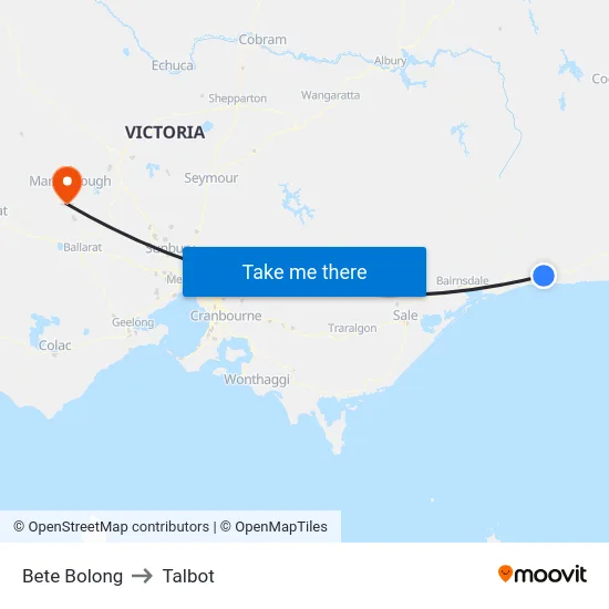 Bete Bolong to Talbot map