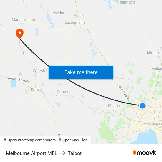 Melbourne Airport MEL to Talbot map