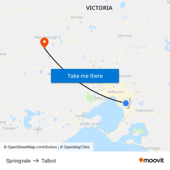 Springvale to Talbot map