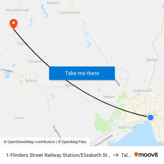 1-Flinders Street Railway Station/Elizabeth St (Melbourne City) to Talbot map