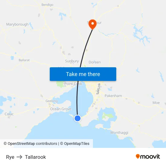 Rye to Tallarook map
