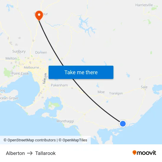 Alberton to Tallarook map
