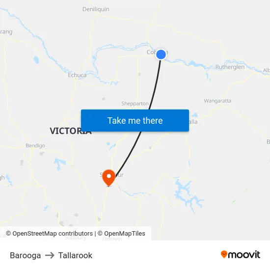 Barooga to Tallarook map