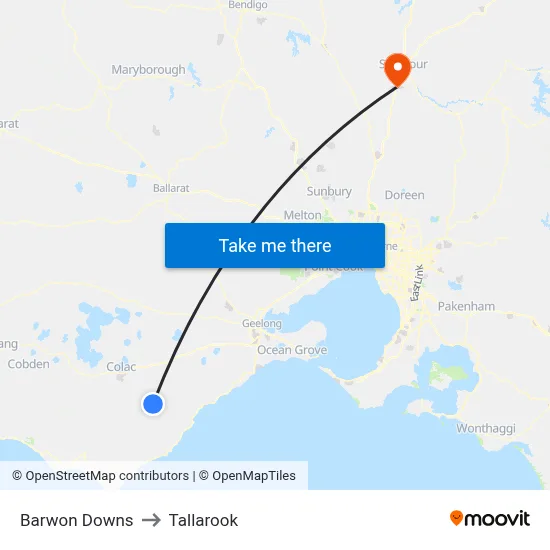 Barwon Downs to Tallarook map
