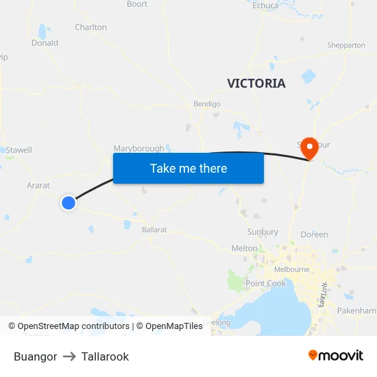 Buangor to Tallarook map