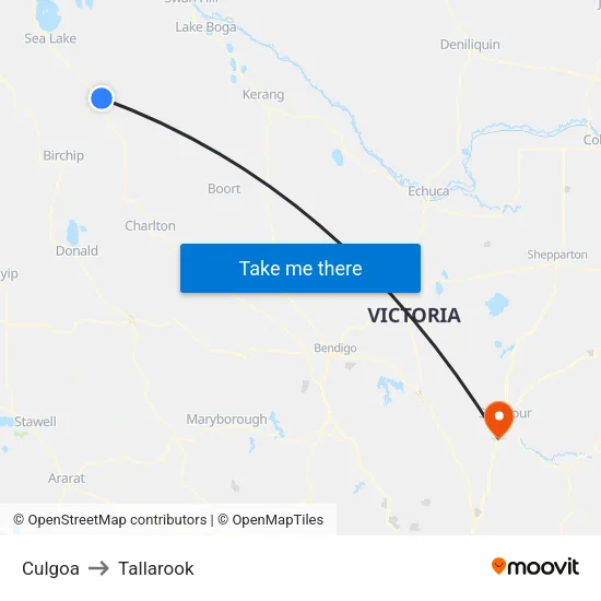 Culgoa to Tallarook map