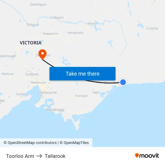 Toorloo Arm to Tallarook map
