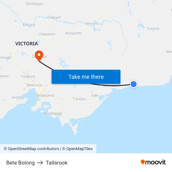 Bete Bolong to Tallarook map