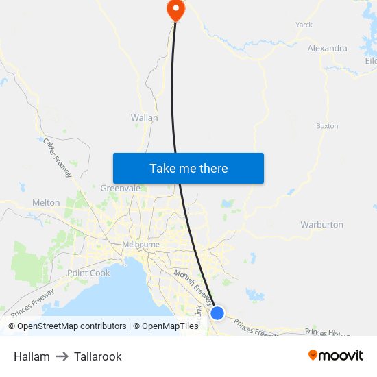 Hallam to Tallarook map