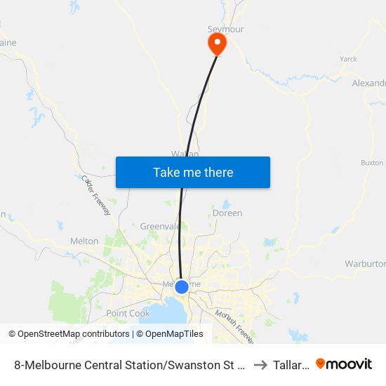 8-Melbourne Central Station/Swanston St (Melbourne City) to Tallarook map