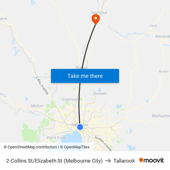 2-Collins St/Elizabeth St (Melbourne City) to Tallarook map