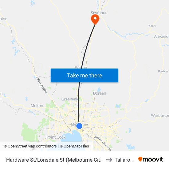 Hardware St/Lonsdale St (Melbourne City) to Tallarook map