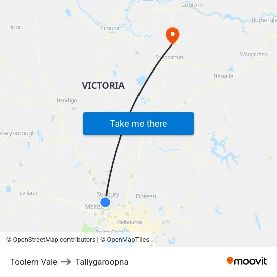 Toolern Vale to Tallygaroopna map