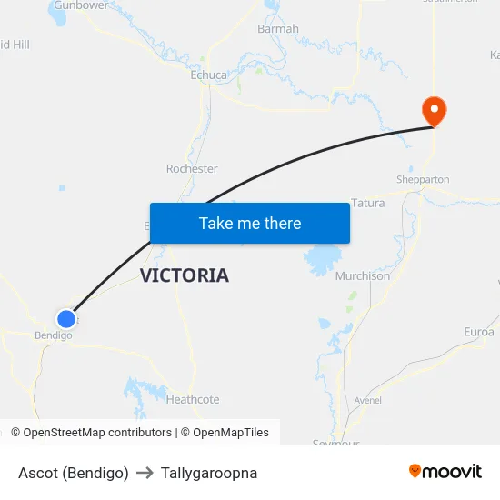 Ascot (Bendigo) to Tallygaroopna map