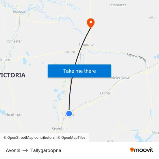 Avenel to Tallygaroopna map