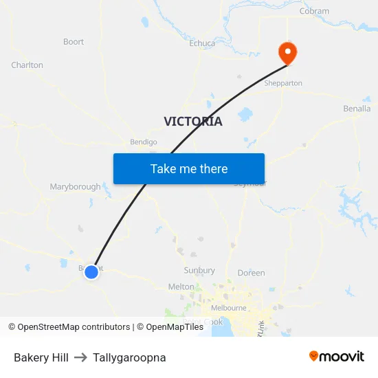 Bakery Hill to Tallygaroopna map