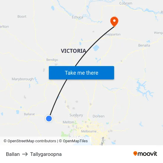 Ballan to Tallygaroopna map