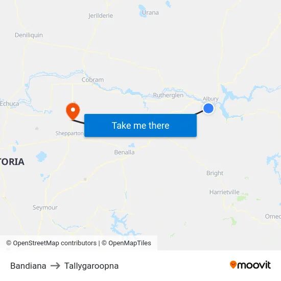 Bandiana to Tallygaroopna map