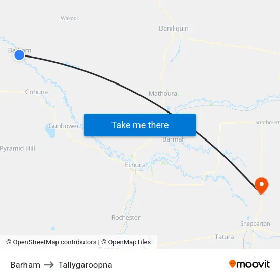 Barham to Tallygaroopna map