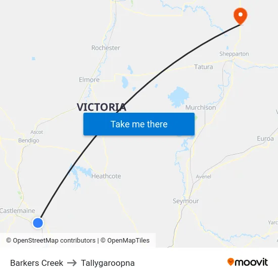 Barkers Creek to Tallygaroopna map