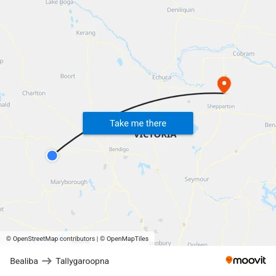 Bealiba to Tallygaroopna map