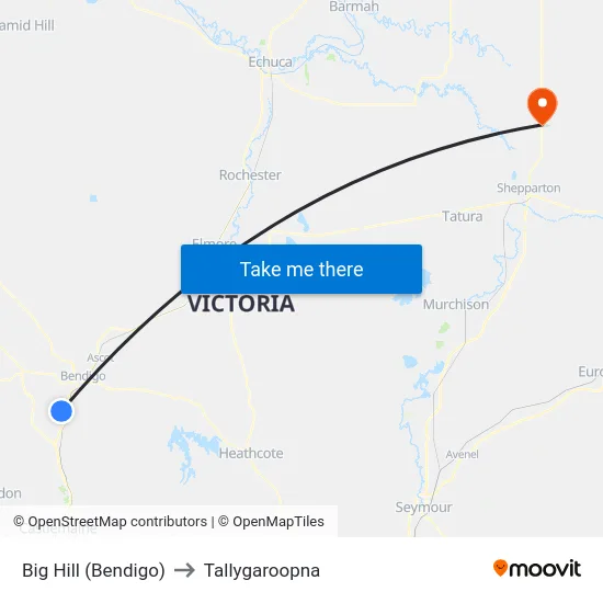 Big Hill (Bendigo) to Tallygaroopna map