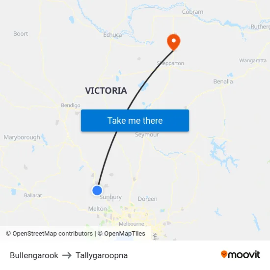 Bullengarook to Tallygaroopna map