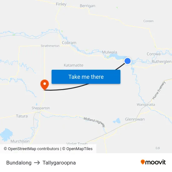 Bundalong to Tallygaroopna map
