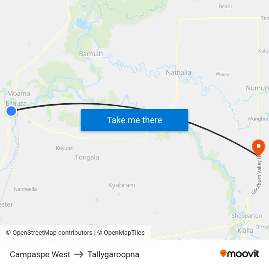 Campaspe West to Tallygaroopna map
