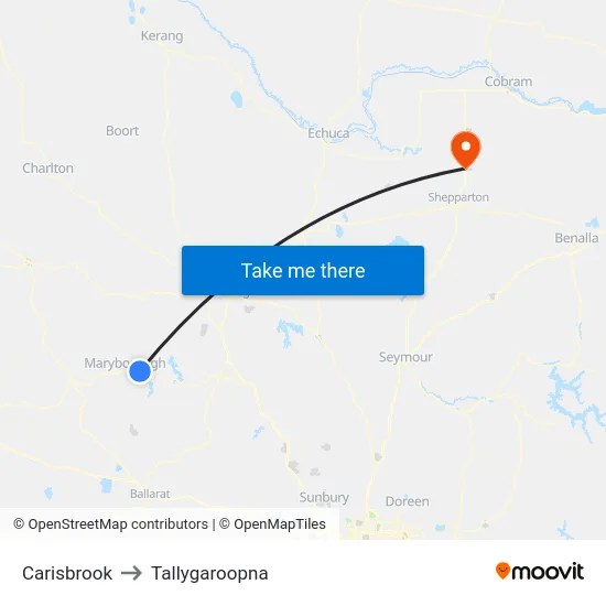 Carisbrook to Tallygaroopna map