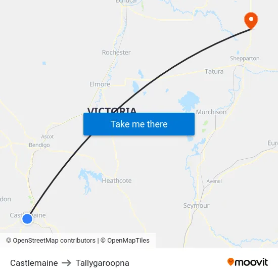 Castlemaine to Tallygaroopna map
