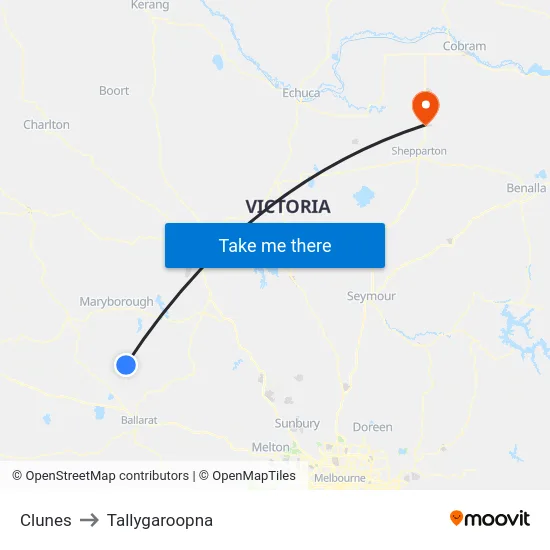 Clunes to Tallygaroopna map