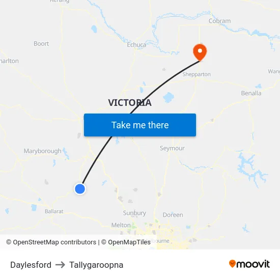 Daylesford to Tallygaroopna map