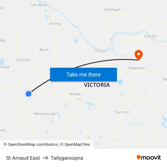 St Arnaud East to Tallygaroopna map