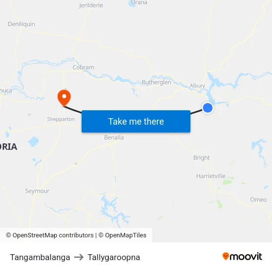 Tangambalanga to Tallygaroopna map