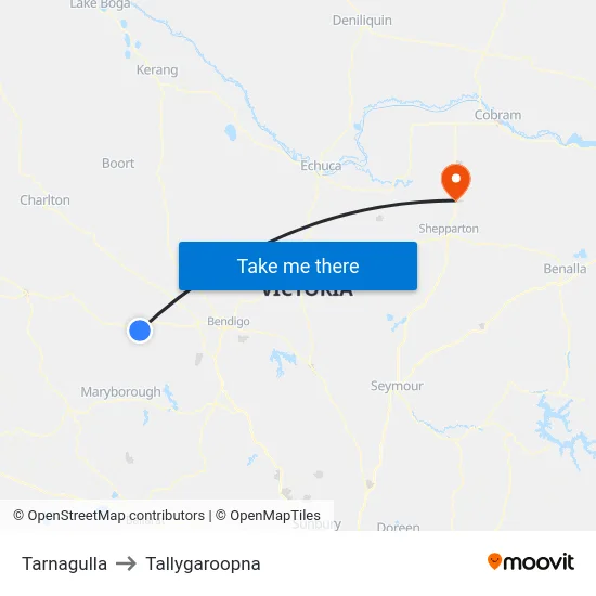 Tarnagulla to Tallygaroopna map
