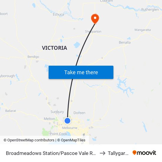 Broadmeadows Station/Pascoe Vale Rd (Broadmeadows) to Tallygaroopna map