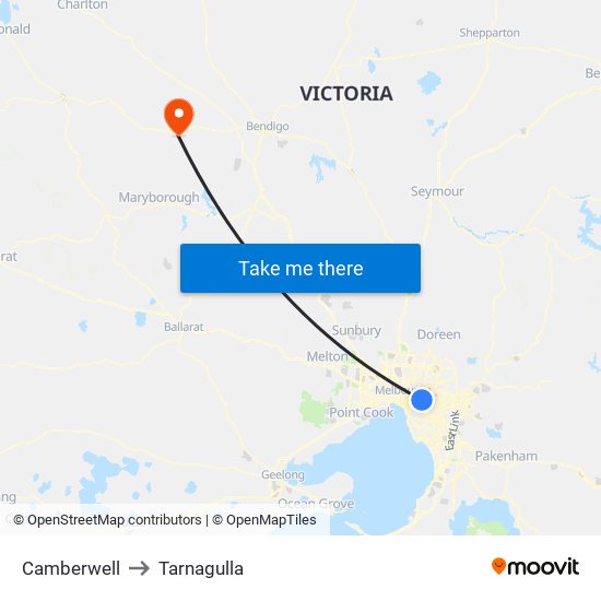 Camberwell to Tarnagulla map