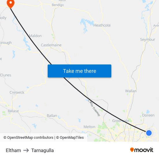 Eltham to Tarnagulla map